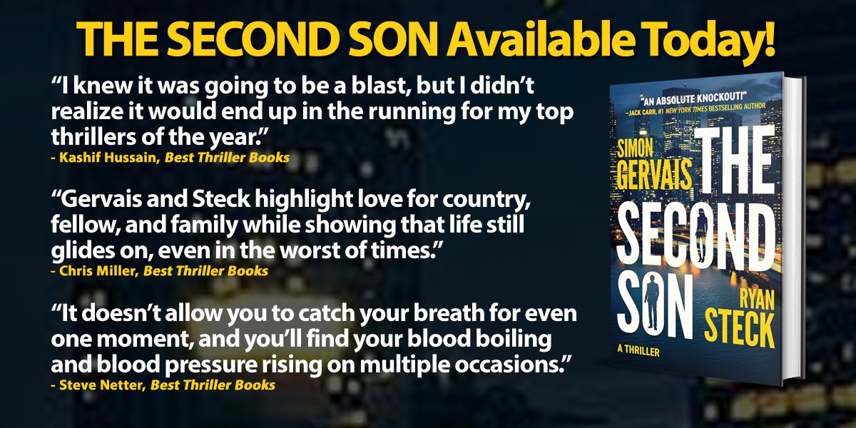 THE SECOND SON by <a href="/GervaisBooks/">Simon Gervais</a> and <a href="/RyanSteckAuthor/">Ryan Steck</a> (pub. by <a href="/AmazonPub/">Amazon Publishing</a>) is available today.

Hopefully, you will follow them and buy the book.

Read the team’s reviews: bestthrillerbooks.com/reviews#tsssgrs