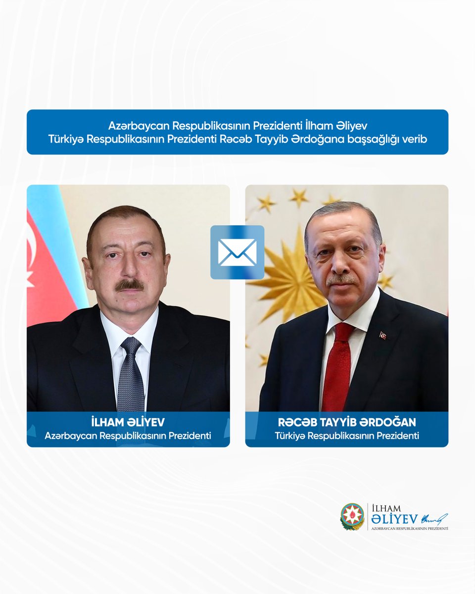 Prezident İlham Əliyev Türkiyə Respublikasının Prezidenti Rəcəb Tayyib Ərdoğana başsağlığı verib.

president.az/az/articles/vi…