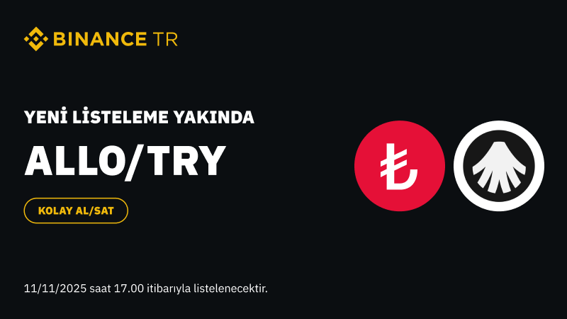 BinanceTR's tweet image. Binance TR'de ALLO/TRY işlem çiftinin listelenmesi 17.00'ye ertelendi.

Anlayışınız için teşekkür ederiz.