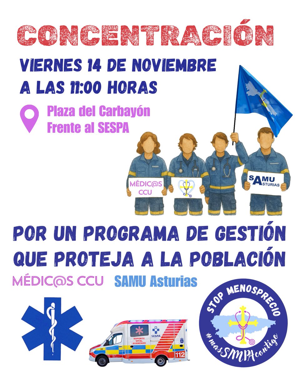 Los compañeros del CCU unidos en el rechazo a la implantación del nuevo sistema informático que pone en riesgo la asistencia a la población han organizado una concentración el Viernes 14 a las 11:00 en la Plaza del Carbayón
Adjuntamos su nota de prensa👩🏻‍💻 simpa.es/el-centro-coor…