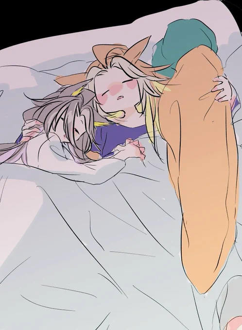 たくさんみて下さって有難う御座います!握手! そのままジャーニーのベッドで寝ちゃう姉妹(通常運転)