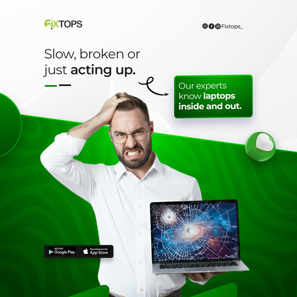 FixtopsMobile's tweet image. Slow, broken, or just acting up?
No worries our experts know laptops inside and out!

Book your repair today with Fixtops.

#Fixtops #LaptopRepair #TechExperts #DeviceRepair #ComputerFix #WeFixIt #TechSolutions #ReliableRepairs #DoorstepRepair