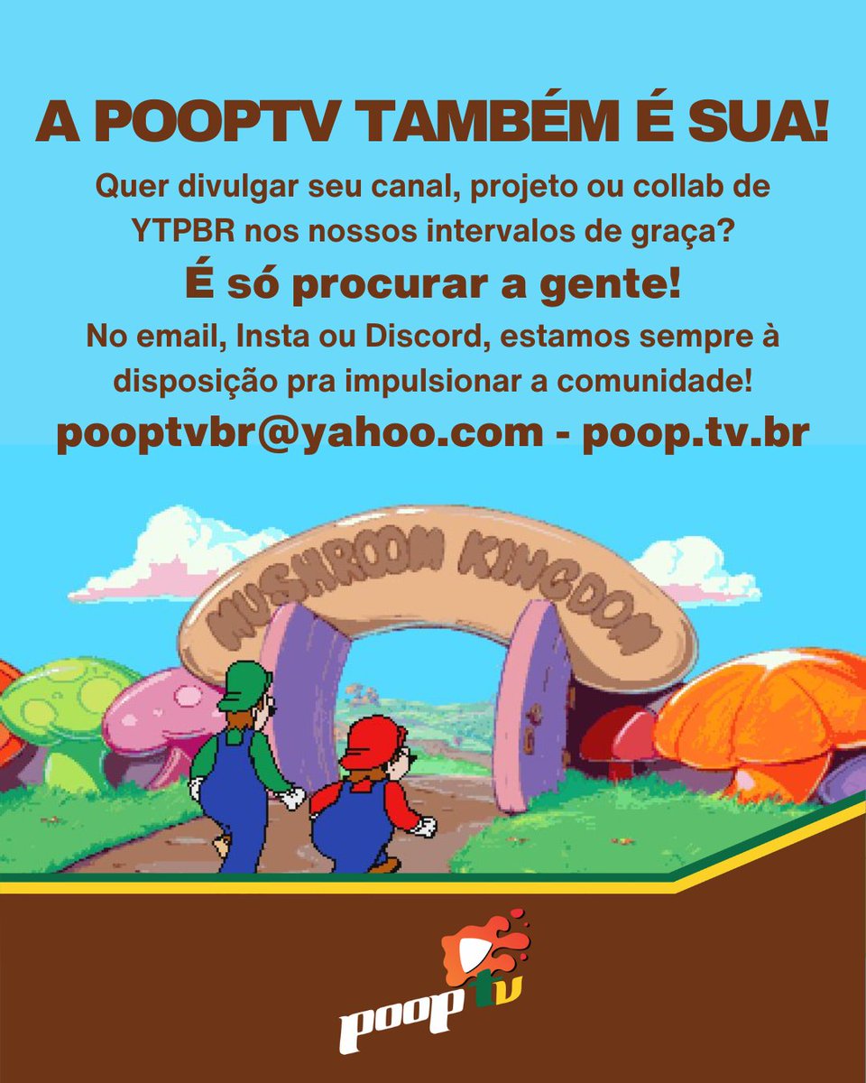 Parece que estamos parados, mas na verdade estamos esperando por você! Divulgue seu projeto na PoopTV, o canal da comunidade YTPBR! Nossos contatos estão no site: poop.tv.br

#pooptvbr #youtubepoopbr #ytpbr #anuncieaqui