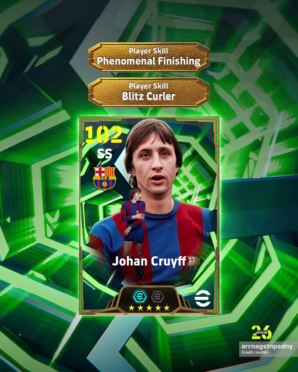 Epic double booster Johan Cruyff🇳🇱
 ⤷ Barcelona FC 1977 Version 

#eFootballHUB #eFootball2026 #FanArtFriday