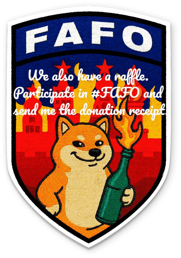 News from the #FAFO campaign of the Holy Battalion of the <a href="/69thSB/">NAFO 69th Sniffing Brigade</a>.

We're at 37%. We still need €6,302.73 to complete the MedEvac. I hope we can reach this goal as quickly as possible so the wounded can receive prompt treatment.

You can help here.
help99.co/patches/holy-b…