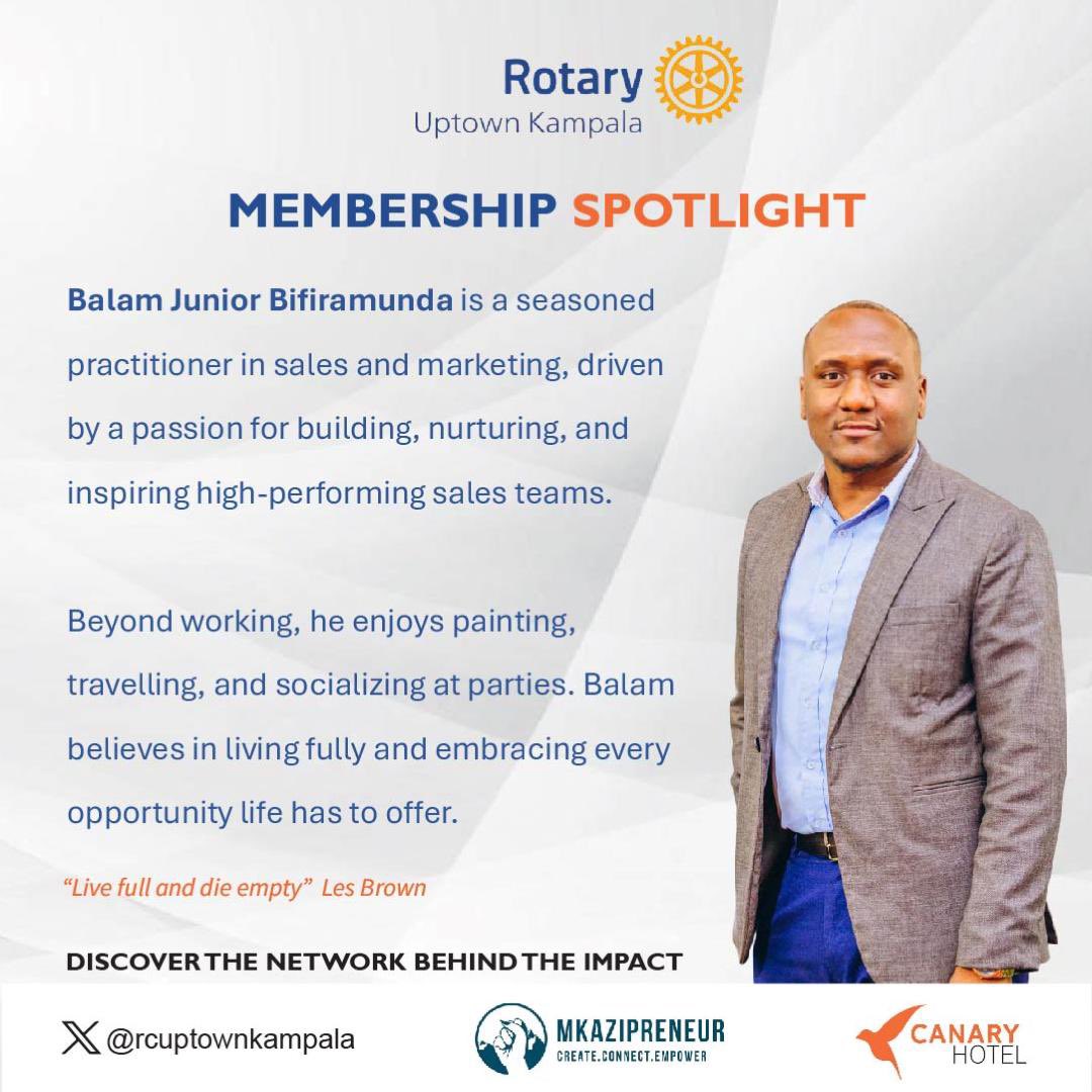 rcuptownkampala's tweet image. #MembershipSpotlight 🌟 Meet Rtn. Balam, sales and marketing guru who's bringing his A-game to Rotary! 📈 

With his expertise, we're not just growing our club, we're growing our impact! 💪 

#MembershipSpotlight