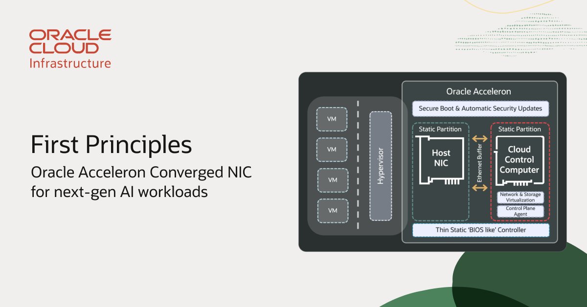 vilita's tweet photo. Introducing Oracle Acceleron: Oracle's third-gen NIC that slashes energy use, secures data, and boosts bandwidth for Gen AI workloads. Join Oracle's Pradeep Vincent as he shares all the details. https://t.co/XKQeLon28G https://t.co/qvYHu8pLVO