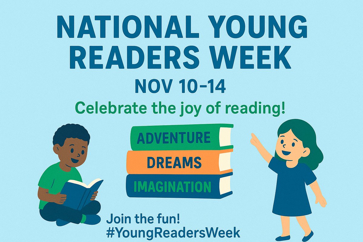Total_Printing's tweet photo. It’s National Young Readers Week!
Nov 10–14, we’re celebrating the incredible power of reading to spark imagination, adventure, &amp; dreams.
Encourage a young reader today—share a favorite story, read together, or visit your local library!
#NationalYoungReadersWeek #YoungReadersWeek https://t.co/tUPWE6s3Kl
