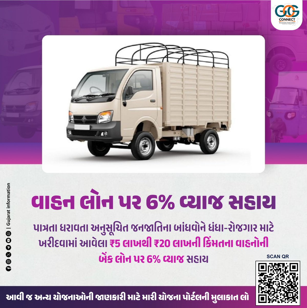 InfoGujarat's tweet image. પાત્રતા ધરાવતા અનુસૂચિત જનજાતિના બાંધવોને ધંધા-રોજગાર માટે ખરીદવામાં આવેલા ₹5 લાખથી ₹20 લાખની કિંમતના વાહનોની બેંક લોન પર 6% વ્યાજ સહાય...

#GujaratInformation #MariYojana