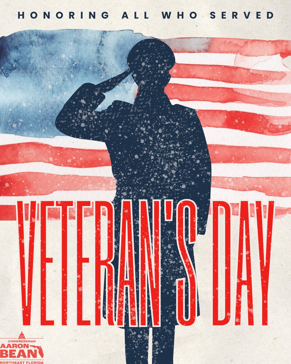 RepAaronBean's tweet image. On #VeteransDay, we pay tribute to every patriot who has fearlessly and faithfully worn the uniform in service to our nation. We are forever indebted to you.