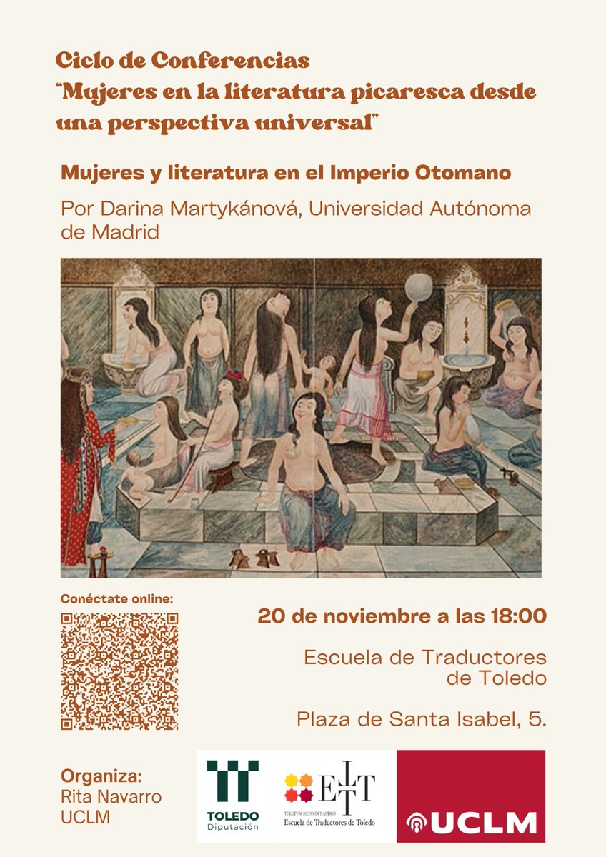 Segunda conferencia del ciclo "Mujeres y literatura picaresca desde una perspectiva universal".
Esta conferencia, sobre literatura otomana, estará a cargo de Darina Martykánová, profesora del Departamento de Historia Contemporánea en la Universidad Autónoma de Madrid.
#literatura