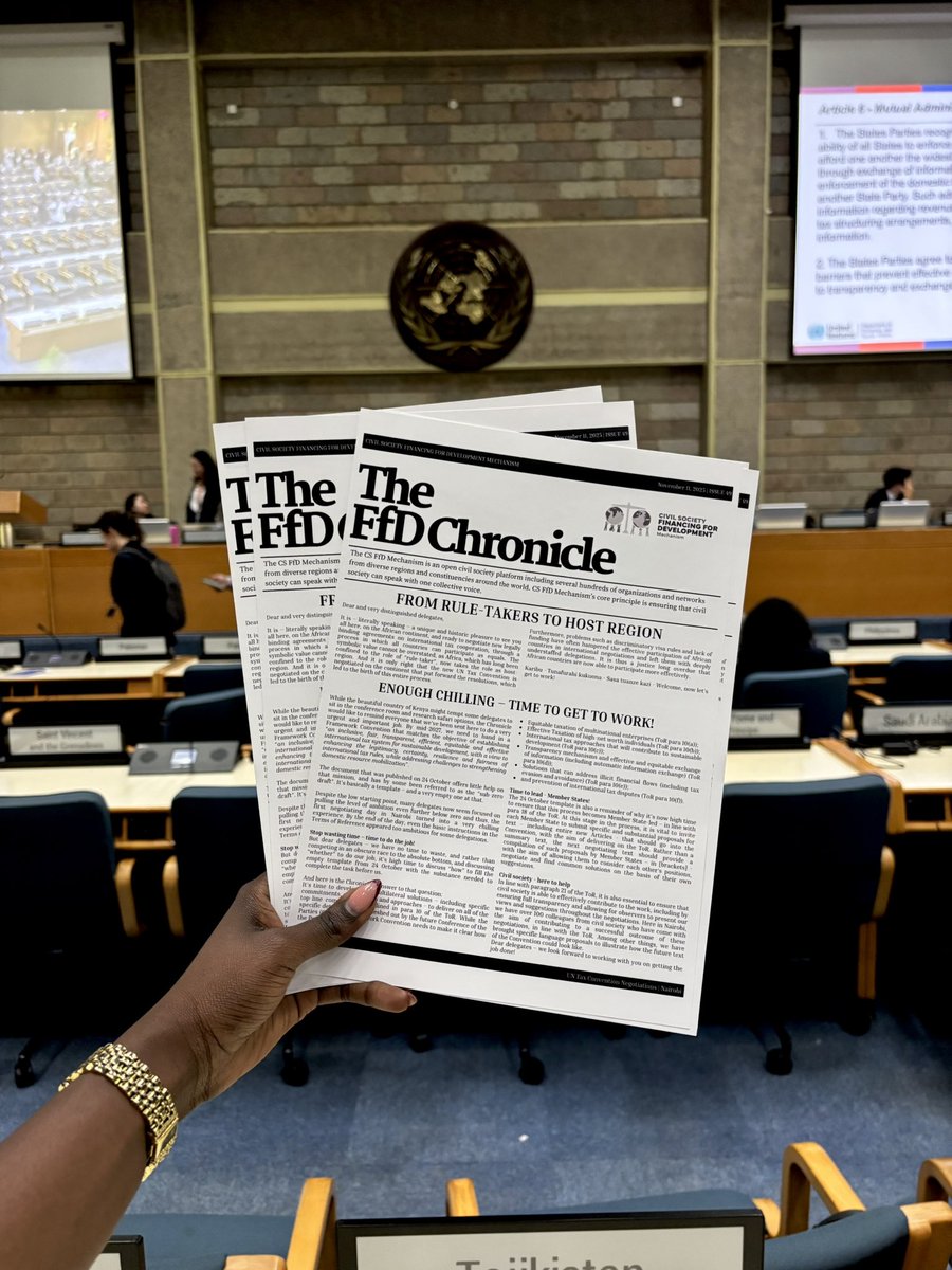 Youth_TJN's tweet image. 📍Nairobi, Kenya 🇰🇪

Top Scenes from Day 2 of the 3rd Intergovernmental Negotiation Sessions for a #UNTaxConvention‼️

🗞️ Today’s FfD Chronicle by @cs_ffd is out!!

In this edition, you will find;

1️⃣ Highlights on the significance of these first negotiations in Africa
2️⃣ A…