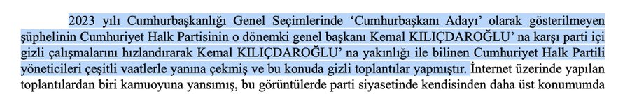Ekrem İmamoğlu, İBB iddianamesinde parti içindeki kurultay sürecinde Kemal Kılıçdaroğlu'na karşı çalışma yapmakla suçlandı.