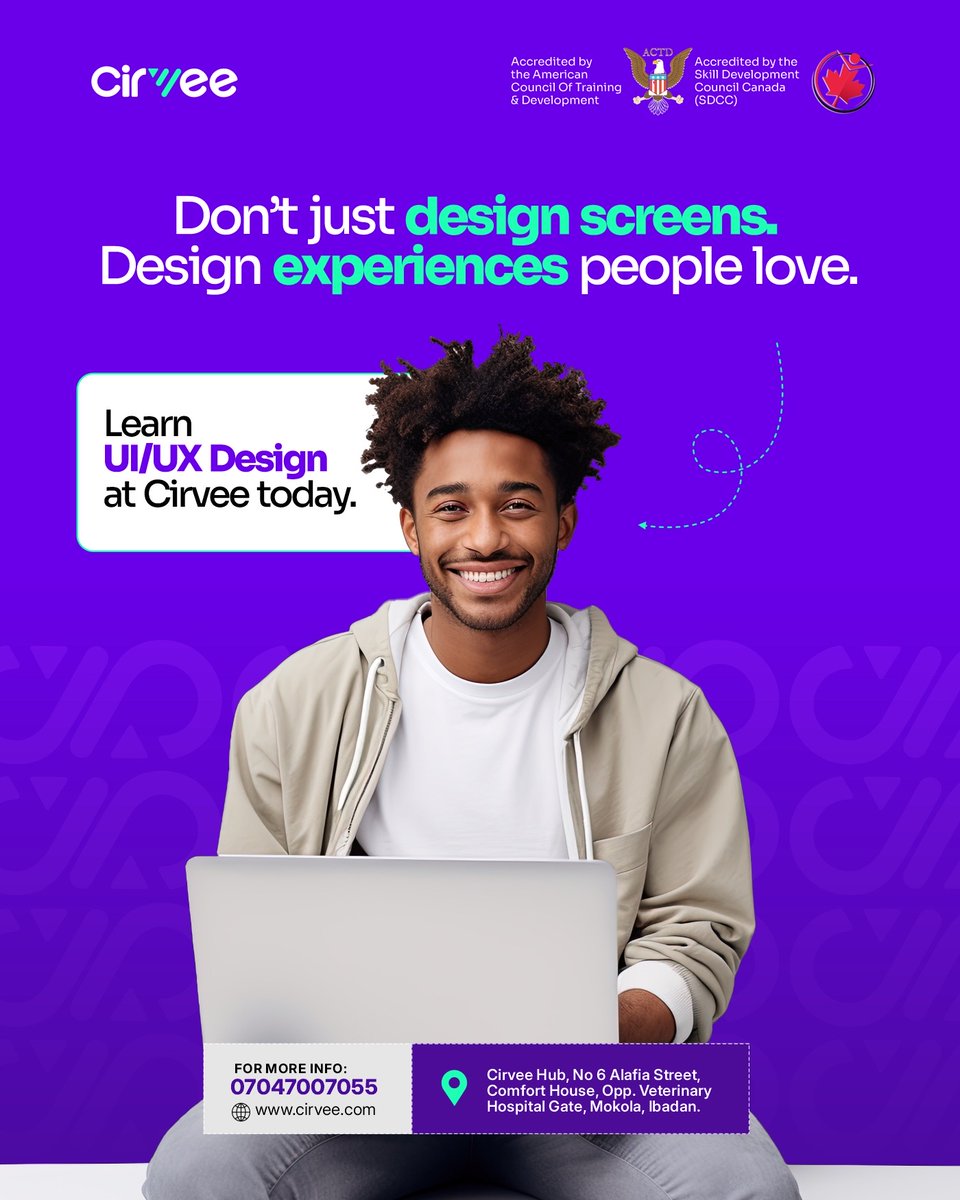 hellocirvee's tweet image. Anyone can design screens.
But it takes skill to design experiences people enjoy 💜
Start your UI/UX journey at Cirvee today, where creativity meets impact.

📍Cirvee Academy, Mokola, Ibadan
📞 07047007055 or DM

#UIUXDesign #ProductDesign #LearnWithCirvee #TechSkills