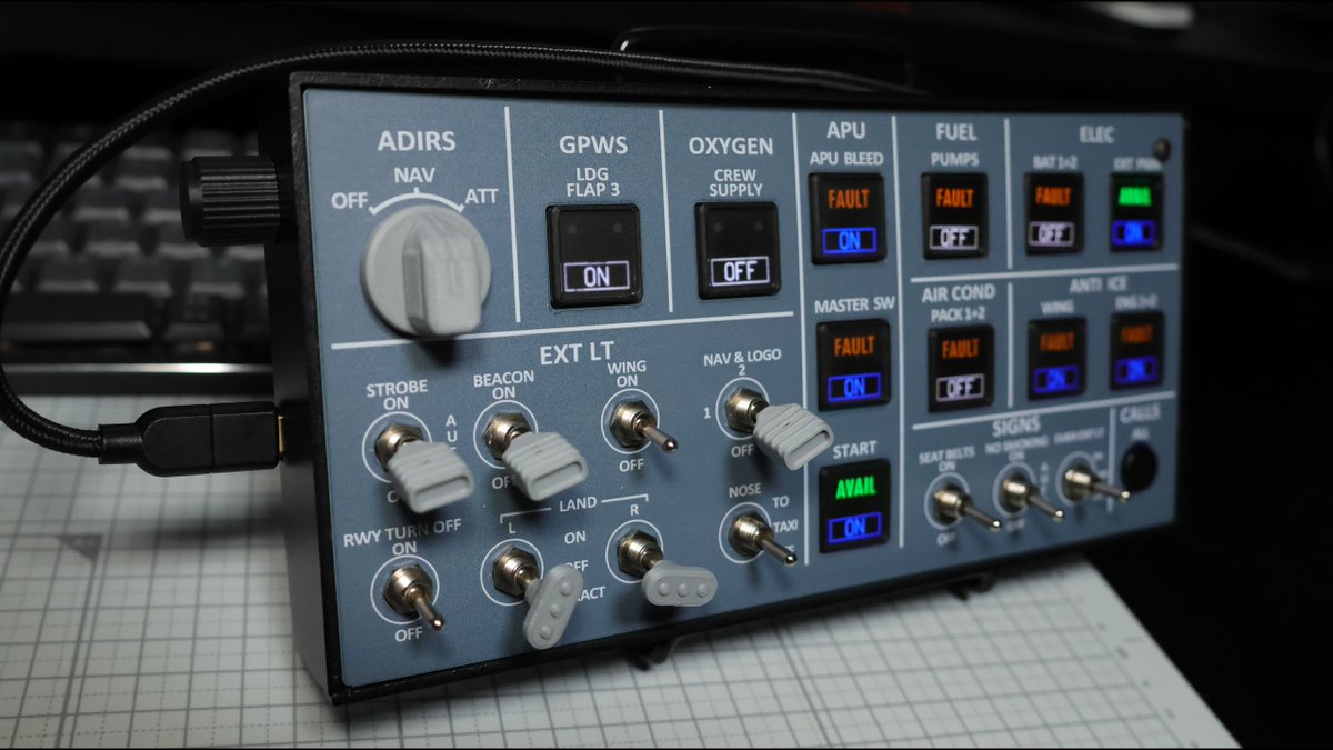 KIOKIO597's tweet image. 本日の18:30~　Rowsfire a106 proというオーバーヘッドパネルのスイッチを集約したデバイスのレビュー動画を公開予定です。 
このデバイスを一言で言うと、 「光と影がある代物」でした。
 #flightsimulator #msfs2020 #msfs2024