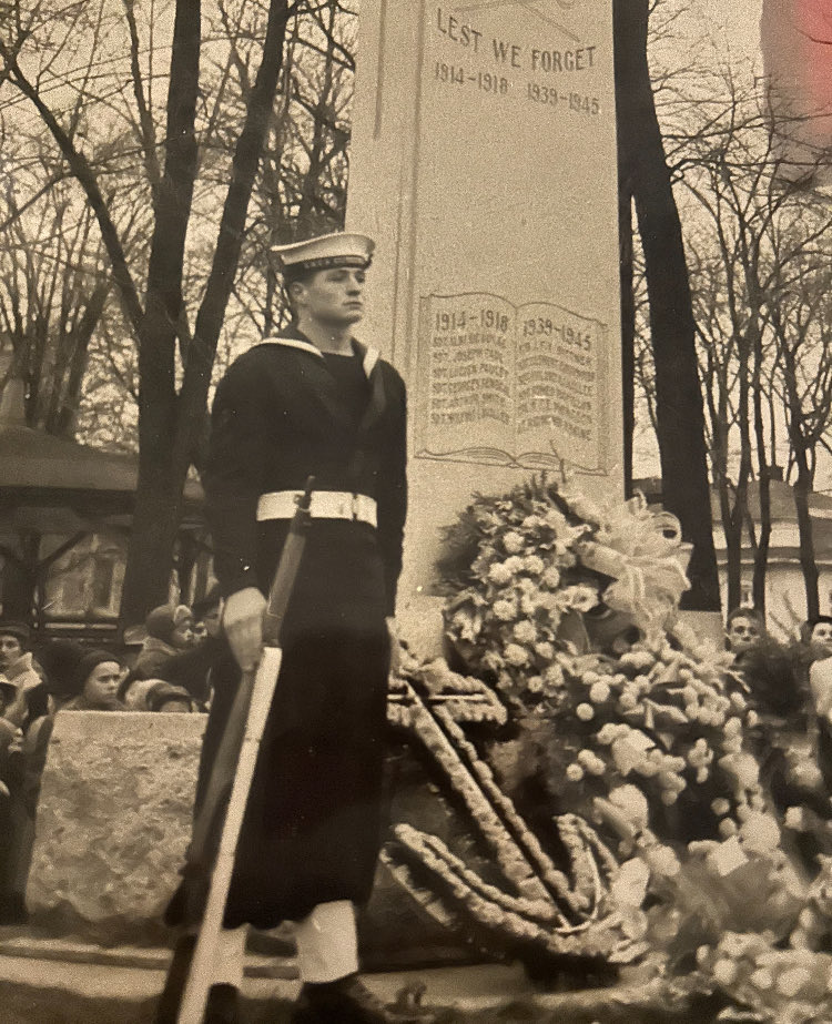 Remembrance Day, Sorel, QC, 1956. Thank you dad for your service.