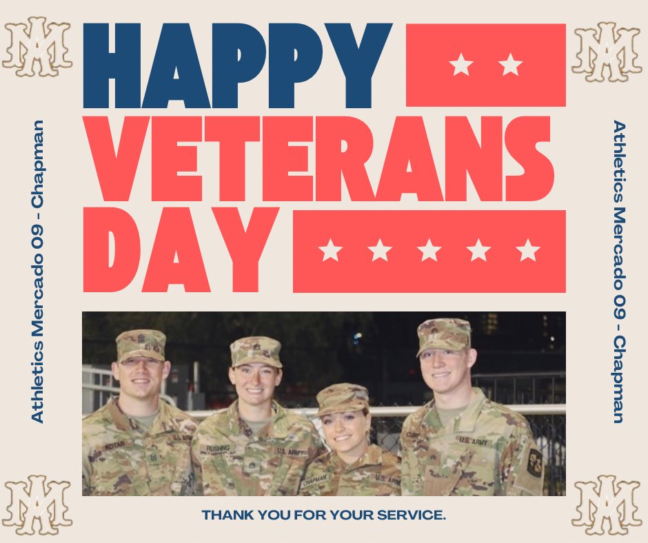 AM09Chapman's tweet image. Honoring all who served this Veterans Day 🇺🇸

A special thank-you to @CoachKayChap, who proudly served our country. We’re grateful for you and your leadership! 
♥️ 🤍 💙 🇺🇸

@MercadoAcademy