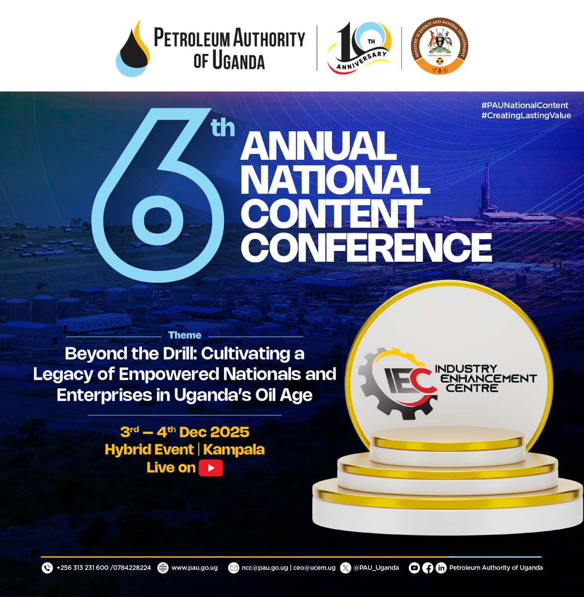 PAU_Uganda's tweet image. 🚀 The countdown is on!

As we get closer to the 6th Annual National Content Conference, we’re proud to spotlight our esteemed partners and sponsors @TotalEnergiesUG, @UgandaChamber, and @IECUganda , for championing Uganda’s journey towards empowered Nationals and thriving e