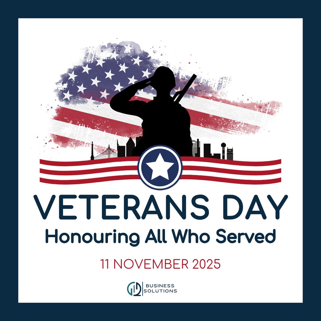 G2BizSolutions's tweet image. 🌟 Happy Veterans Day! 🌟
G2 Business Solutions proudly honors all who’ve served. As a veteran-owned company, we thank you for your courage, sacrifice, and service. 👏🎖️🙌

#VeteransDay2025 #ThankYouForYourService #TeamG2