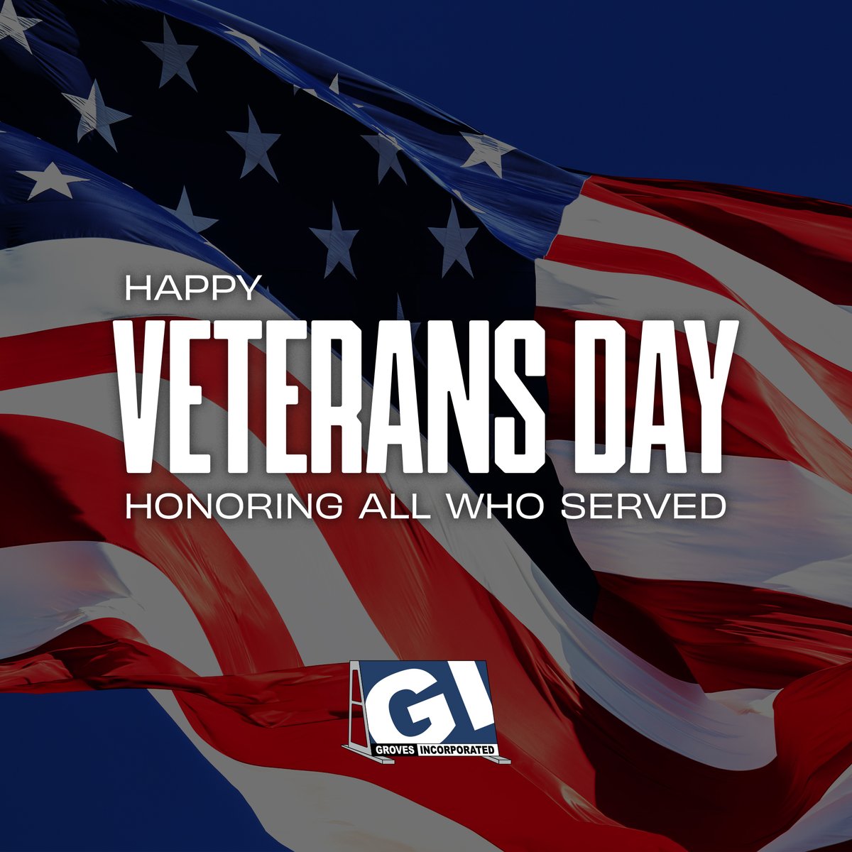 GrovesInc's tweet image. On this Veterans Day, we proudly honor all who have served in the U.S. Armed Forces. We are deeply grateful for your service and the enduring legacy of your sacrifice that secures the freedom we cherish today.