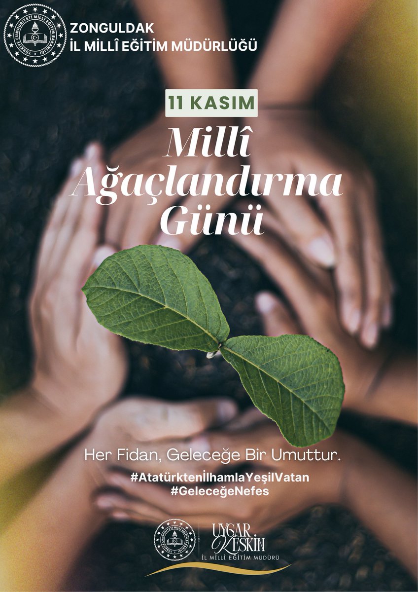 🌲10 Kasım’da Atamızı saygıyla anarken 11 Kasım Millî Ağaçlandırma Günü’nde onun doğaya verdiği değeri yaşatıyoruz.

Öğrencilerimiz doğayla kurdukları bağı; vefa, umut ve sorumlulukla güçlendiriyor.💚

#AtatürktenİlhamlaYeşilVatan 
#GeleceğeNefes

<a href="/tcmeb/">Millî Eğitim Bakanlığı</a> <a href="/Yusuf__Tekin/">Yusuf Tekin</a>