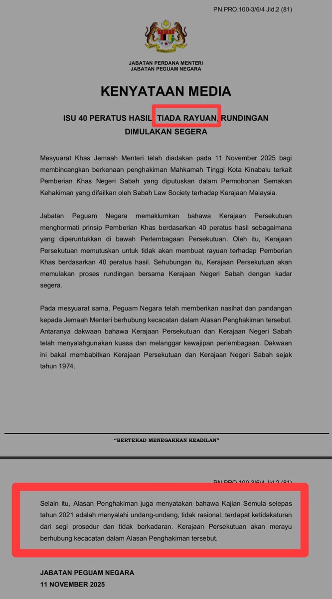 Kenyataan Media yang paling plot twist abad ini:
Tajuk “TIADA RAYUAN.”
Hujung “AKAN MERAYU.”
Kalau bukan twisting words, aku tak tahu apa lagi namanya. 🤣