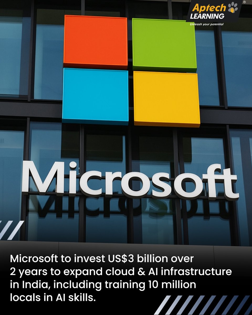 Aptech_Learning's tweet image. The tech world moves fast, but the right skills keep you ahead. Stay informed. Stay sharp. Stay future-ready with Aptech Learning.​
#TechNews #IndustryUpdates #AIUpdates #DigitalIndia #MicrosoftInIndia #IndianITIndustry 
Source: Reuters, IBEF &amp;amp; The Wall Street Journal