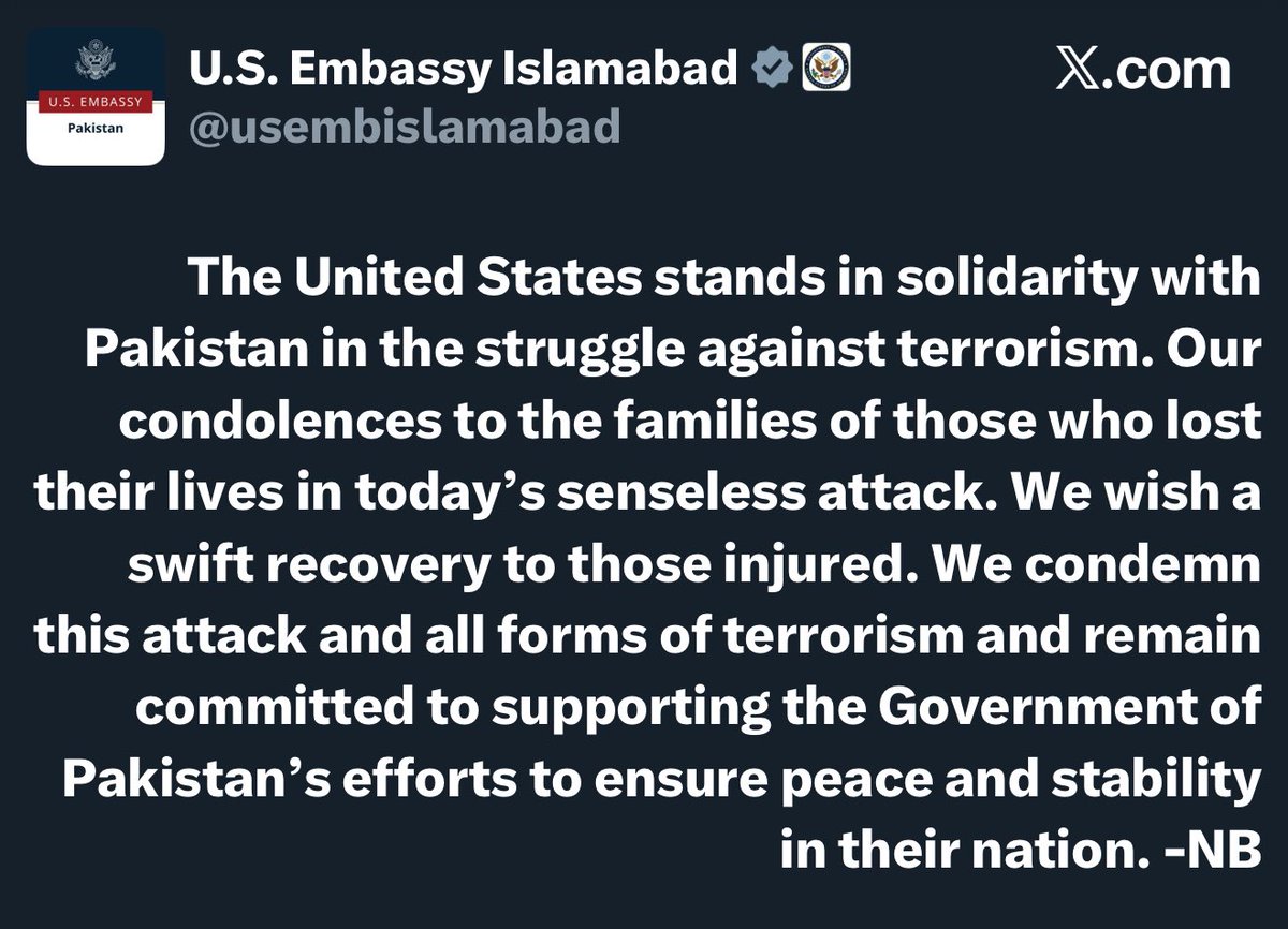 The United States, much like Pakistan, seems to believe in “good terror” vs “bad terror.” Just compare the State Department’s statements on the terror attack in India and the explosion in Pakistan - the contrast speaks for itself. Snakes in the Backyard will bite them one day.
