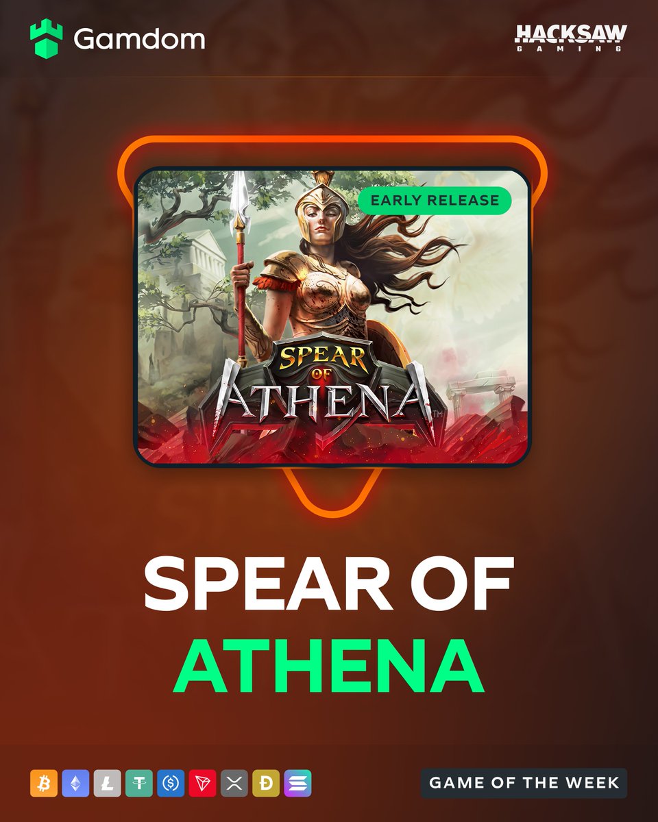 gamdom's tweet image. 🎯 Tuesday Game of the Week! 🎯

Free Spins on Spear of Athena are live! ⚔️

Make sure your currency is set to USD before you play.💵

Missed out? Keep spinning for another chance next Tuesday! 🌟