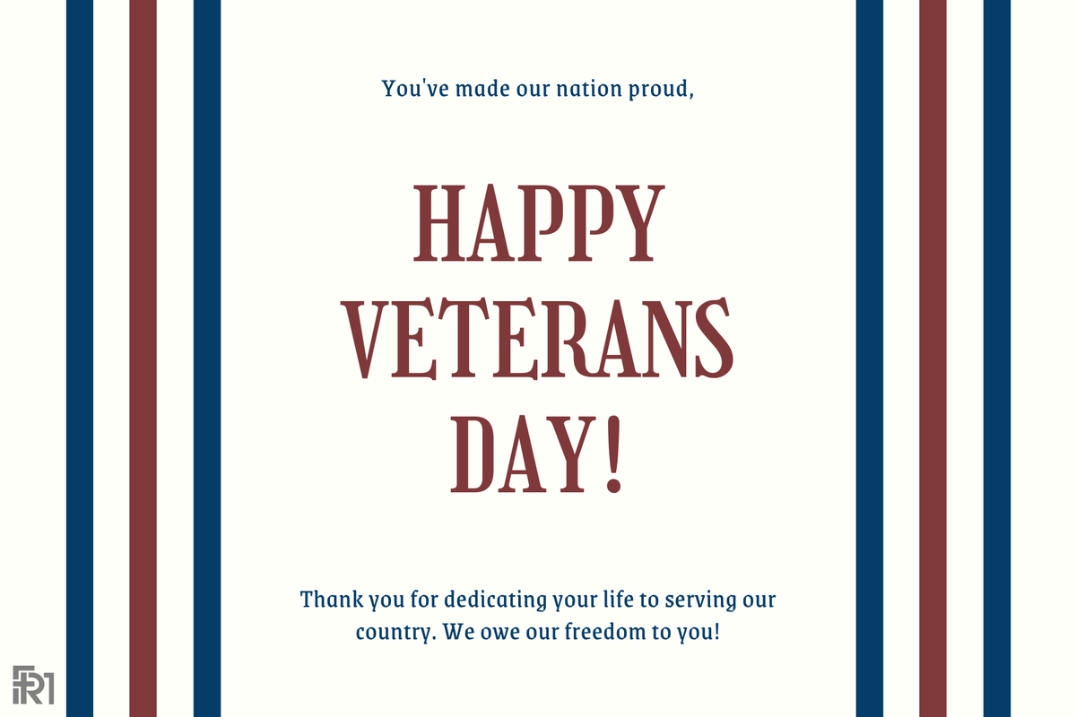 A letter to all our veterans from Team FR1...🇺🇸

“Greater love has no one than this: to lay down one's life for one's friends.” John 15:13 💙

#ThankYouVeterans #GratefulNation #ServiceAndSacrifice #FreedomIsNotFree #TeamFR1 #HonoringHeroes