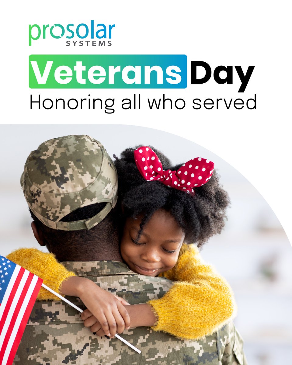 ProSolarAmerica's tweet image. At ProSolar Systems, we stand proud with all who have served. Your dedication inspires us to keep building a better, more resilient future for generations to come.

Thank you for your service. 💚

#VeteransDay #ProSolarSystems