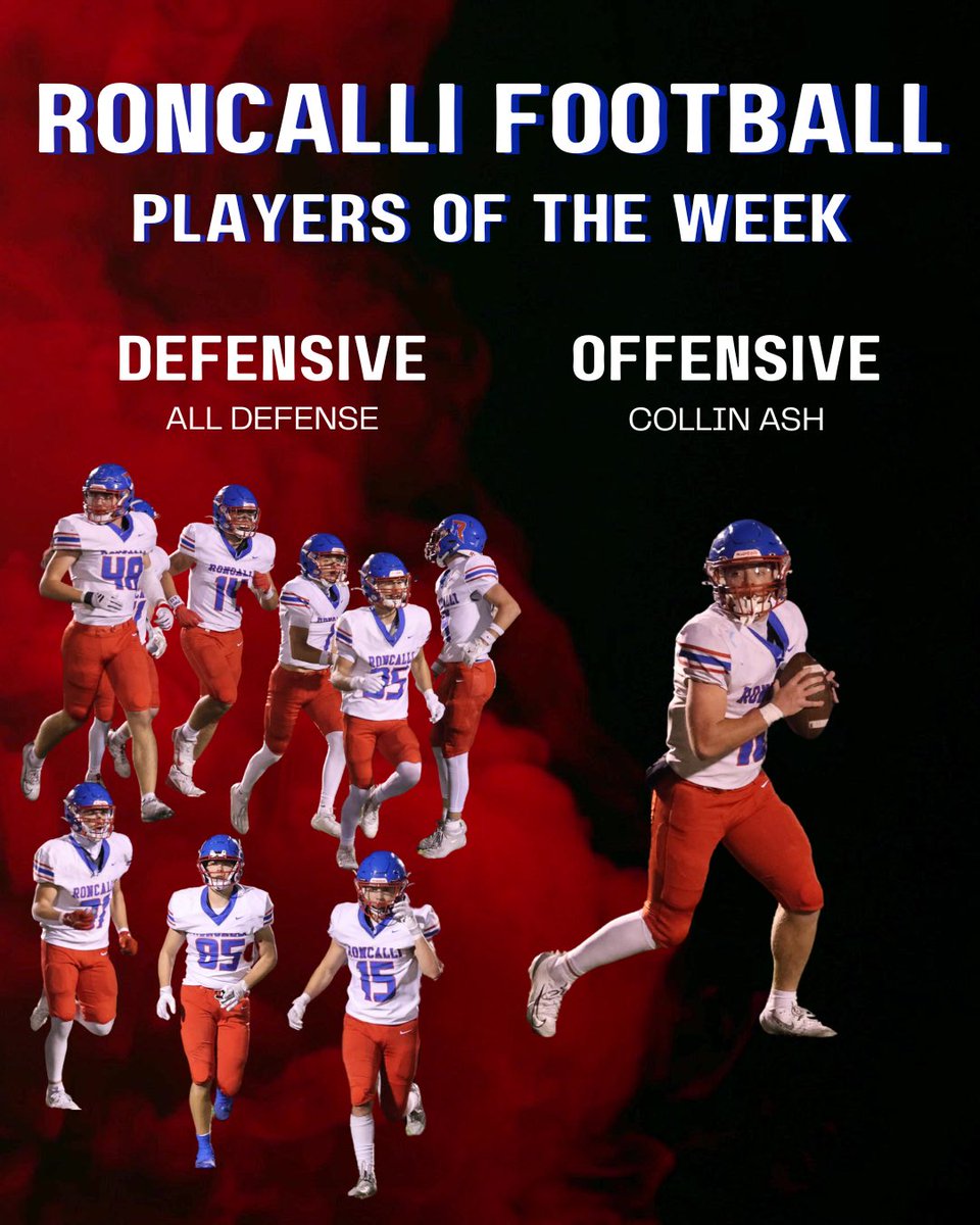 Congratulations to our varsity players of the week in Roncalli's  sectional championship win over Chatard on Friday.
