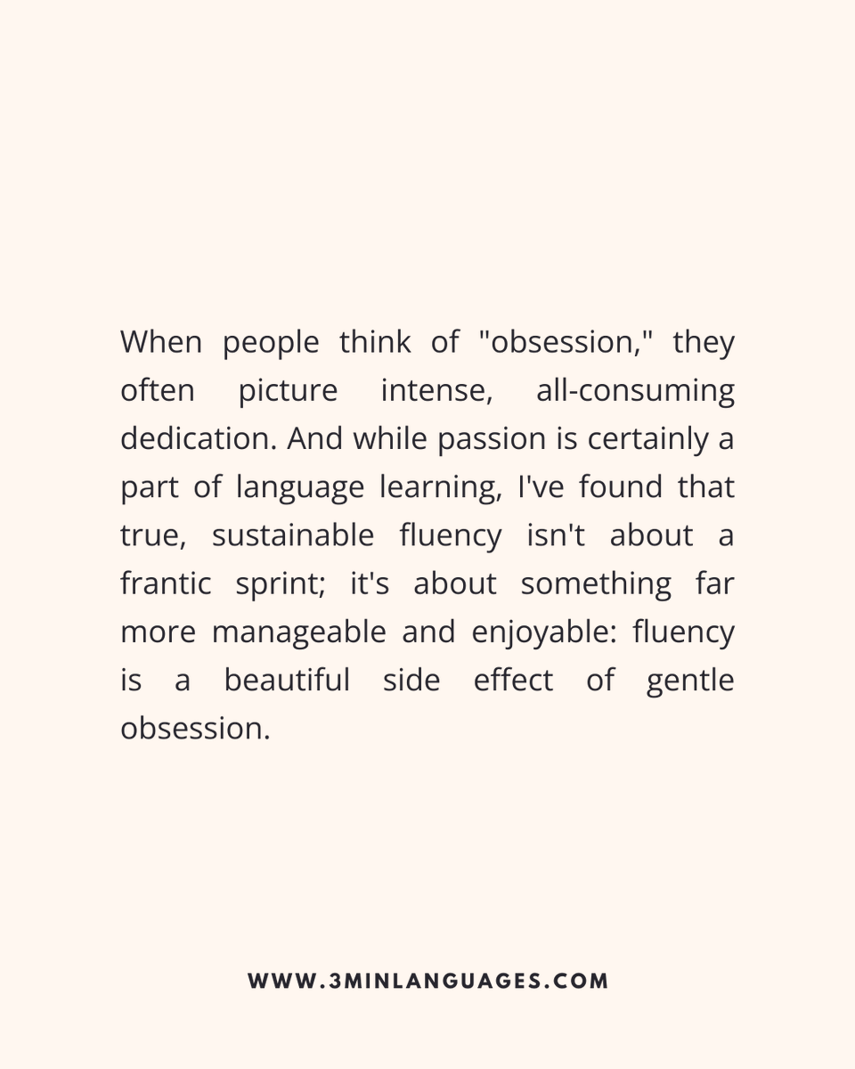 3MLanguages's tweet image. Fluency is a side effect of gentle obsession.
 Stay curious every day.
 👉 Fuel curiosity in 3 mins: 3minlanguages.com

#3MinuteLanguages #StudyIn3 #LanguageLearning #MicroLearning #Consistency #LearnFrench #LearnSpanish #LearnGerman #LearnItalian #LearnPortuguese