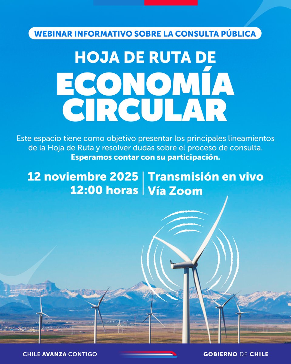 Invitamos a las empresas del sector energía, reciclaje y gestión de residuos, universidades, centros de investigación, instituciones públicas y organizaciones sociales a participar del webinar y sumarse a esta consulta pública.⚡️♻️

Inscribe en 📲forms.office.com/r/AdkNBK9e8W