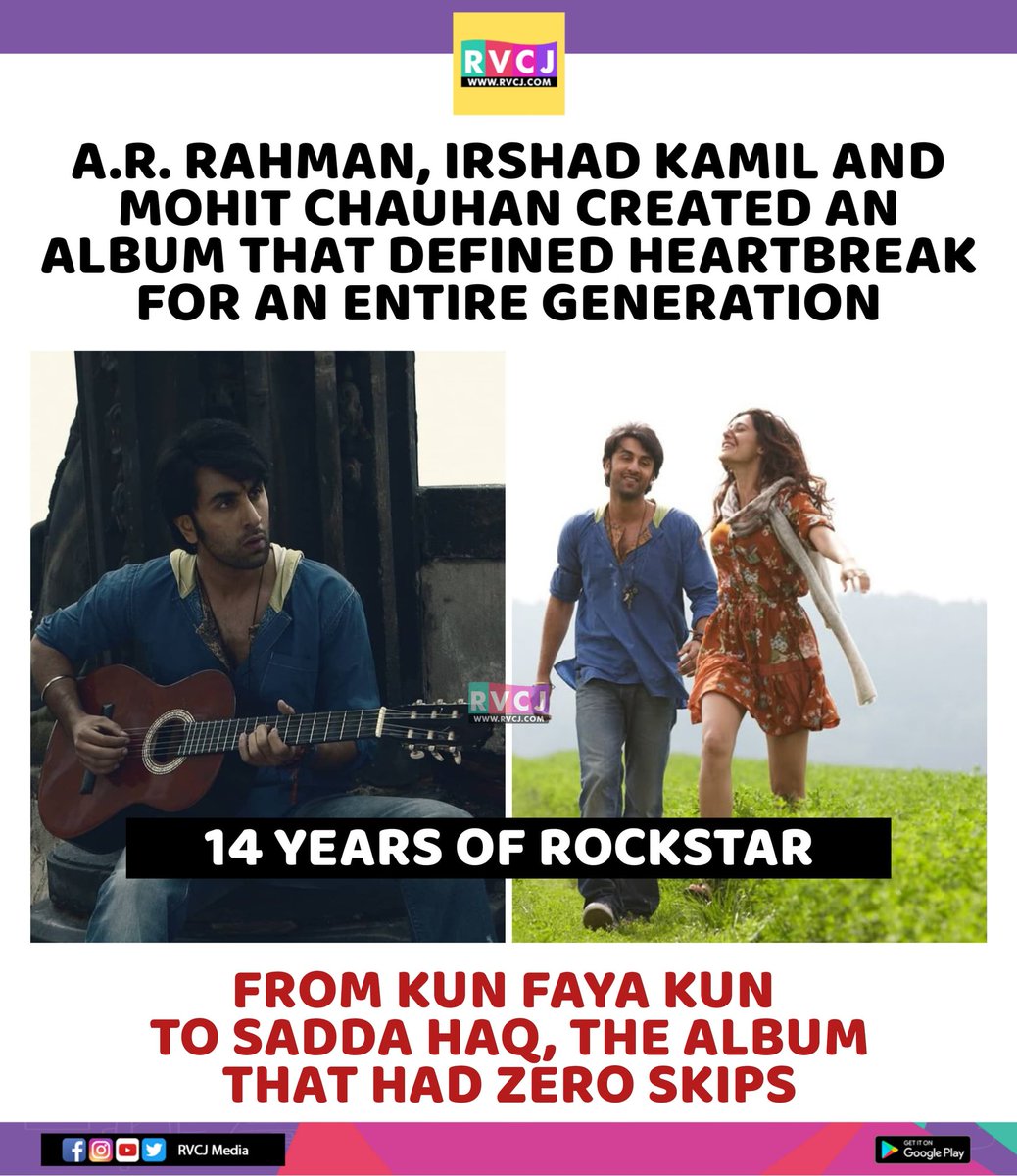 rvcjmovies's tweet image. 14 Years of Rockstar 

#rockstar #ranbirkapoor #arrahman #mohitchauhan #nargisfakhri