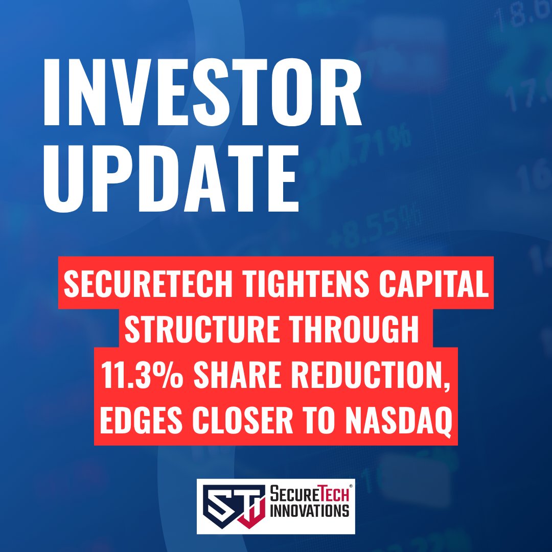 SecureTechUSA's tweet photo. We’ve been quiet, but focused. SCTH is proud to announce a strategic share reduction to strengthen shareholder value. Full press release here: https://t.co/LfhnL7ZYZf
#investorupdate $SCTH https://t.co/P2V54gvSlo