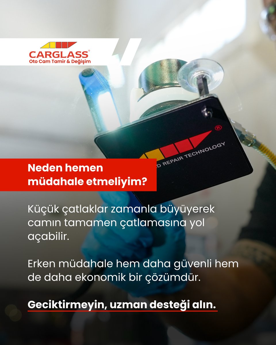 Ön camınızdaki küçük bir çatlak zamanla büyüyüp daha büyük bir hasara yol açabilir. ⚠️

Bu yüzden erken müdahale hem güvenliğiniz hem de bütçeniz için çok önemlidir.

Carglass® uzmanlığıyla her zaman yanınızda!

#Carglass #CamTamiri #CamDeğişimi #ÖnCam #AracBakımı #GüvenliSürüş