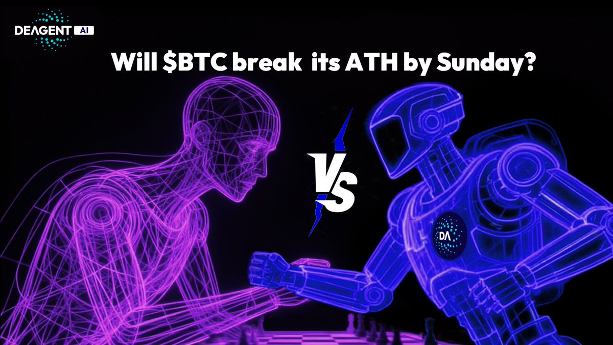 DeAgentAI's tweet image. All in. #AIVsHuman
This isn&apos;t just a prediction.
It&apos;s a war between human guts and machine logic.

Human Intuition vs. AI Data. 
Every week. We bet on it.

First Round: 
🔥 Will $BTC break its ATH (by Sun.)?
Fighting for humanity: 
🔥 The one and only @Phyrex_Ni.

The Stakes:
🤖…