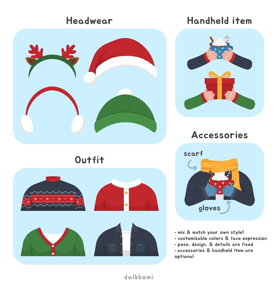 ꒰ OPEN ꒱ Christmas YCH 🎄🎁

❄️ 6 USD / 200 PHP
❄️ limited slots only
❄️ customizable colors, expression, &amp; more!
❄️ order below! 🔗

⟳ + ♡︎ are appreciated. tysm!