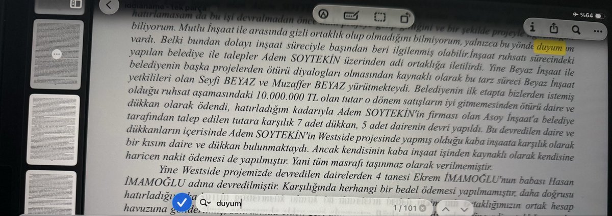 İBB Soruşturması iddianamesi tamamlandı. İBB başta olmak üzere birçok belediye başkanının ve belediye çalışanlarının yüzlerce gündür tutuklu olduğu soruşturmanın iddianamesinde
681 kez “duyduğum”
546 kez “duydum”
101 kez “duyum”
38 kez “duymuştum”
495 kez “bildiğim kadarıyla”
247