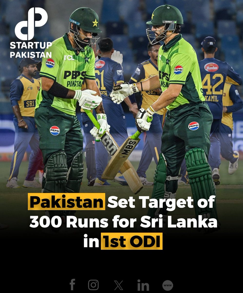 PakStartup's tweet image. Pakistan Set Target of 300 Runs for Sri Lanka in 1st ODI

#Target #Runs #ODI #TriNationSeries
