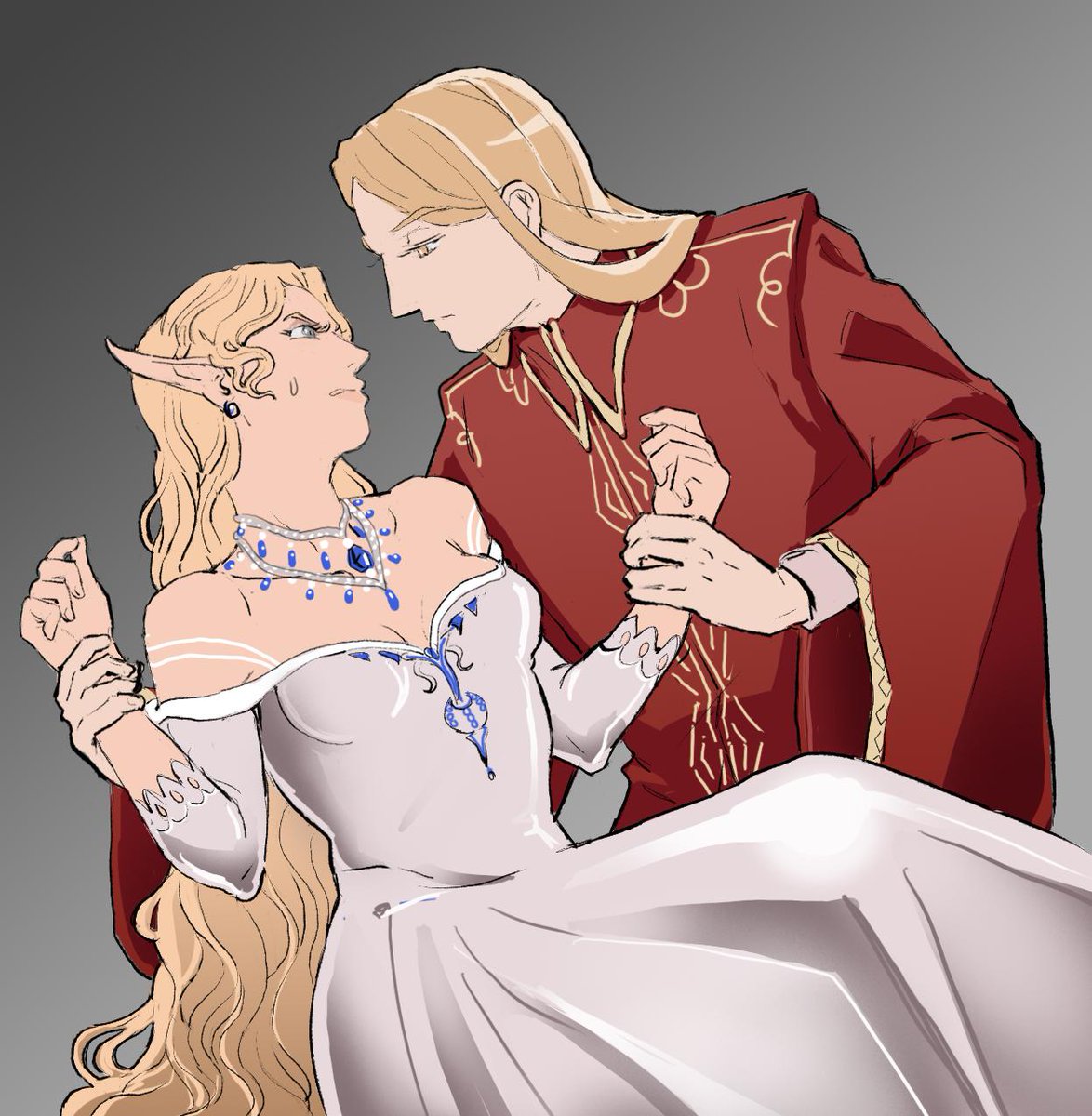 LARSA7X's tweet image. I found these amazing drawings of Annatar (Sauron), Galadriel, and Celebrimbor dating back to 2019. 

I loved the kiss between Annatar and Galadriel. 😂❤

#haladriel #Saurondriel