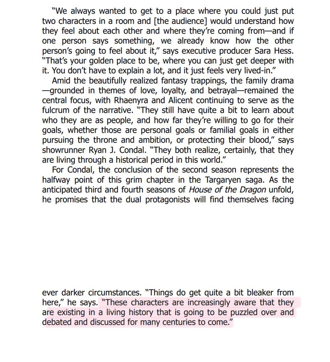 rhaenicentfiles's tweet image. Ryan Condal said he found a great affinity for Visenya when writing HotD, noting that she casts a long shadow over the story. That’s why I expect her to feature more in S3 &amp;amp;4, especially since Ryan keeps emphasizing that Rhaenyra is now fully aware of her own legacy in history.