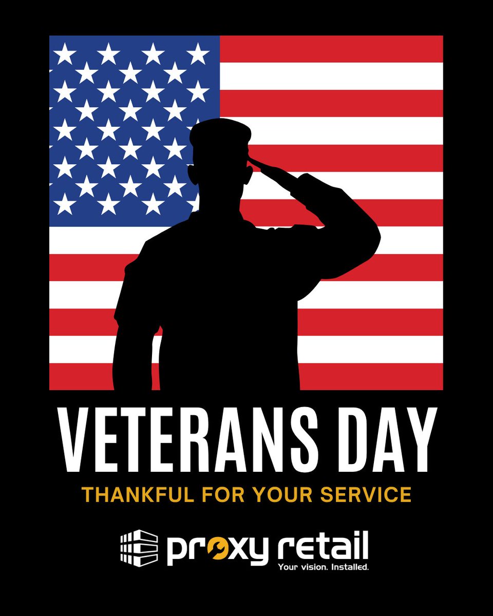 ProxyRetail's tweet photo. Today we honor the men and women who have served and protected our country. Your dedication, discipline, and service inspire us every day.

From all of us at Proxy Retail, thank you for your sacrifice and commitment.

#VeteransDay #ThankYouVeterans #ServiceAndHonor https://t.co/vcpnjNB44w