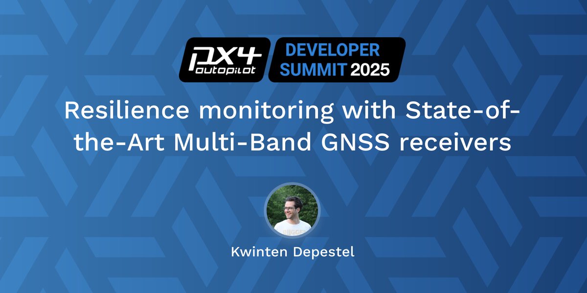 Septentrio's tweet photo. TODAY Kwinten Depestel will speak at #PX4DevSummit 2025 in Atlanta on Nov 11 @ 4:50 PM 🗓️
Topic: Resilience monitoring with GNSS receivers — making autonomous systems more robust than ever. 🛰️
#PX4 #GNSS #UAV #Autonomy #Innovation https://t.co/dKMpjXrNQI