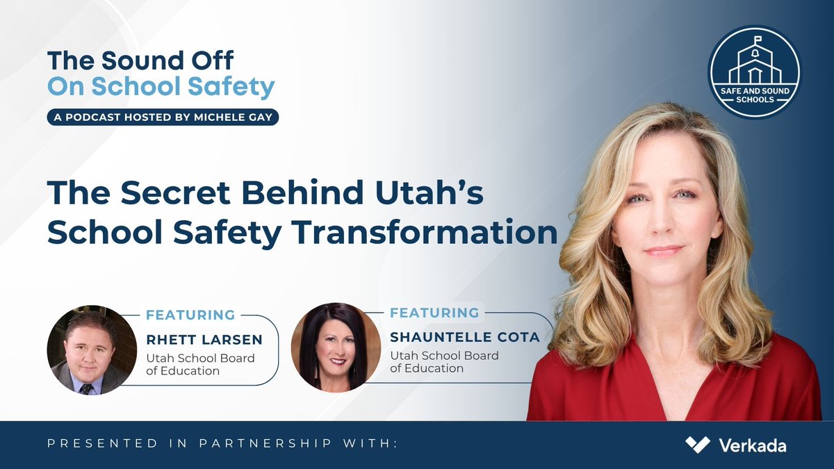 ICYMI: Utah is turning school safety policy into culture.
<a href="/MicheleGay_/">Michele Gay</a> chats with Shauntelle Cota &amp; Rhett Larsen on collaboration and real strategies for safer schools. 

Learn more: bit.ly/4qTXZG8 #SchoolSafety #SafeAndSoundSchools #EducationLeadership #MicheleGay