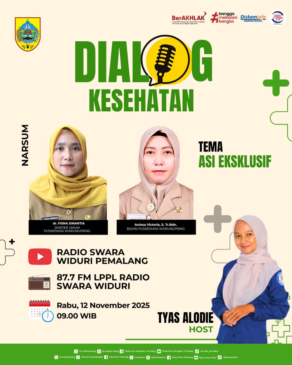 Halo Sahabat Widuri ! 
Dialog Kesehatan hadir lagi, yuks simak !

Kita membahas mengenai "ASI Eksklusif" bareng narasumber dari Puskesmas Warungpring🩺

Dengerin langsung di Radio Swara Widuri Pemalang 87.7 FM atau Live Streaming di Radio Swara Widuri Pemalang!