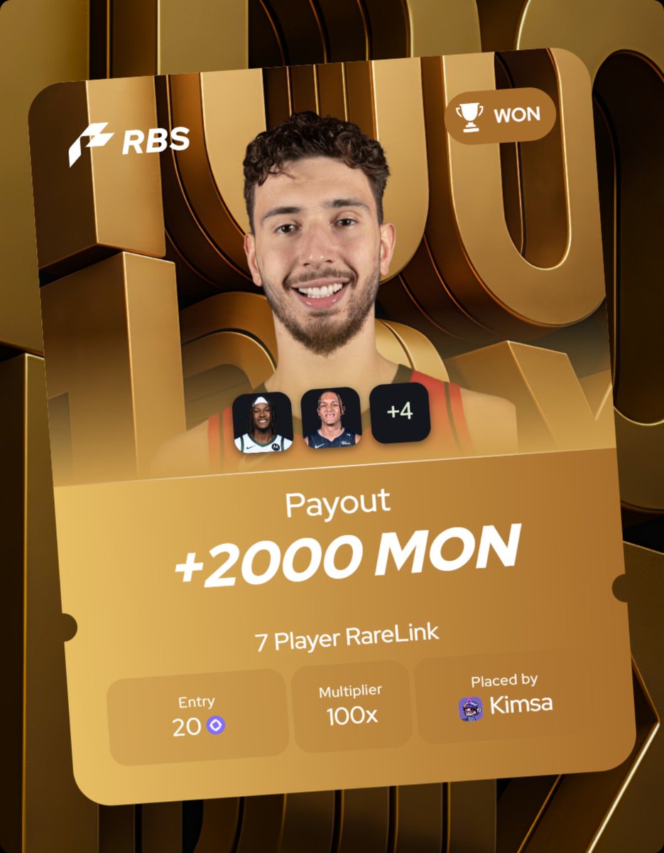 Takim113's tweet photo. 2000 $MON just hit my wallet 💸
7-player @RareBetSports . 100x multiplier.
Call it luck if you want — I call it intuition. ⏱🔥
#Monad #RareLink https://t.co/5GkjeC51p9