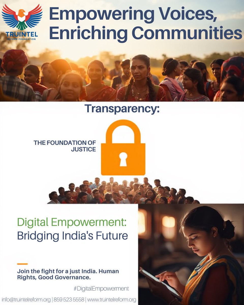 TruIntel_Reform's tweet image. Transparency builds justice.
Digital empowerment builds India’s future.

Together, we create change. 💡

#DigitalEmpowerment #GoodGovernance #HumanRights #TruIntelReformFoundation