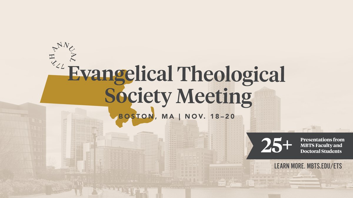 📣 Have you heard?

We'll have more than 25 presenters from MBTS faculty and doctoral students at the 77th Annual Evangelical Theological Society Meeting! 

Learn more at bit.ly/4nDJlQI